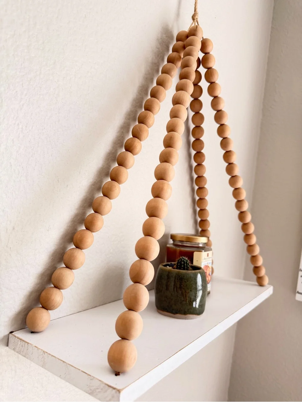 Wooden Beaded Hanging Shelf